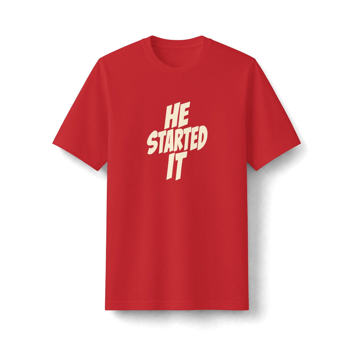 "He Started It" funny couples graphic on a black Next Level heavyweight oversized tee - Couples Therapy Apparel (view 4)