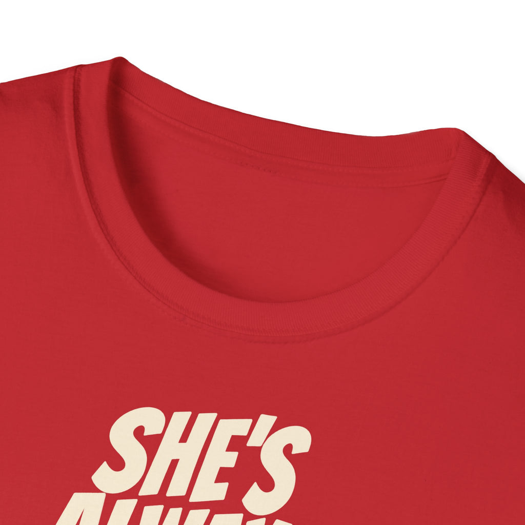 "She's Always Right (Allegedly)" funny couples graphic on a Gildan Softstyle unisex tee - Couples Therapy Apparel (view 15)