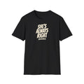 "She's Always Right (Allegedly)" funny couples graphic on a Gildan Softstyle unisex tee - Couples Therapy Apparel