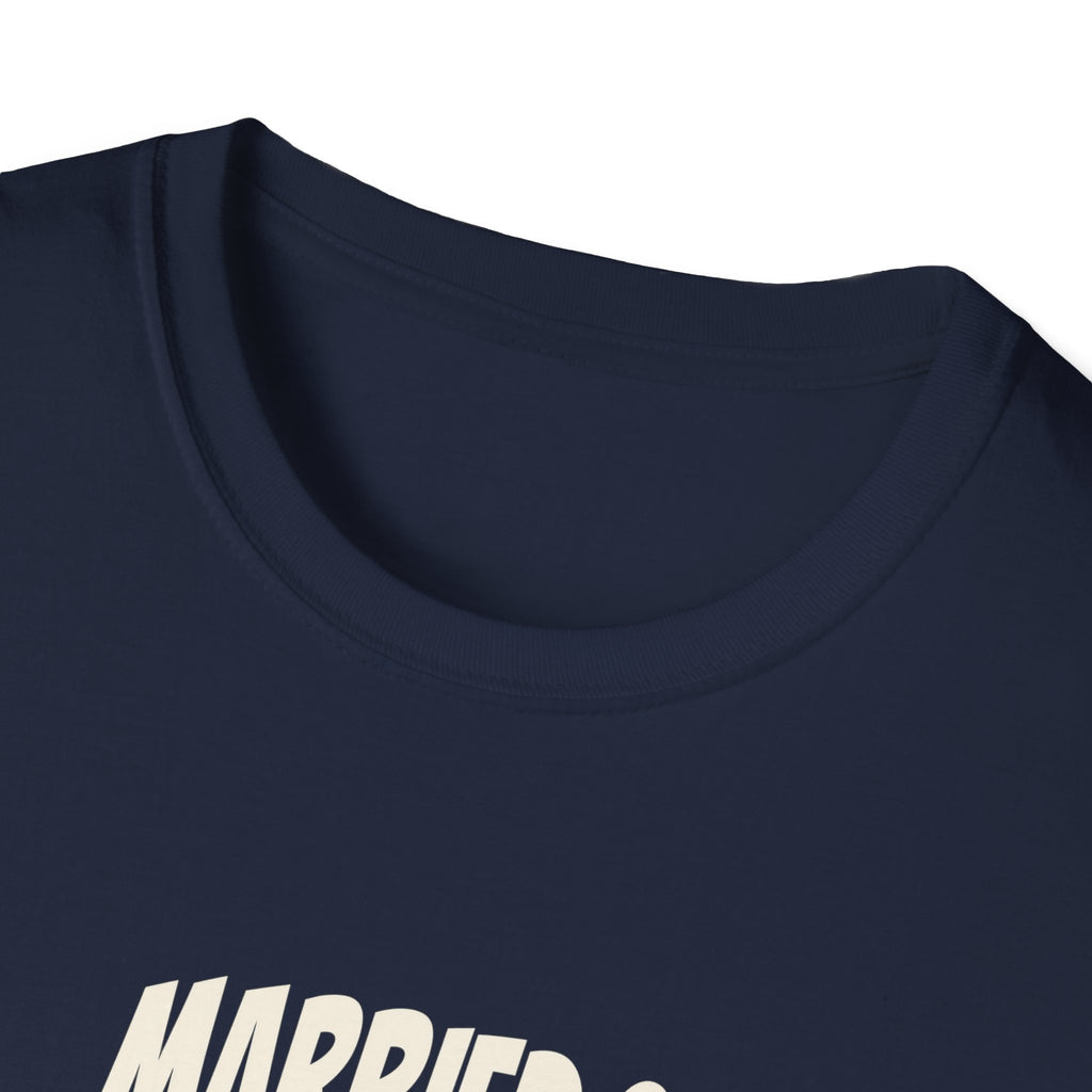 "Married & Unsupervised" funny couples graphic on a Gildan Softstyle unisex tee - Couples Therapy Apparel (view 12)