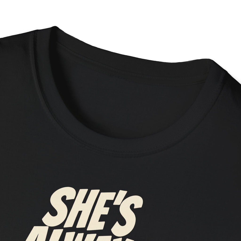 "She's Always Right (Allegedly)" funny couples graphic on a Gildan Softstyle unisex tee - Couples Therapy Apparel (view 6)