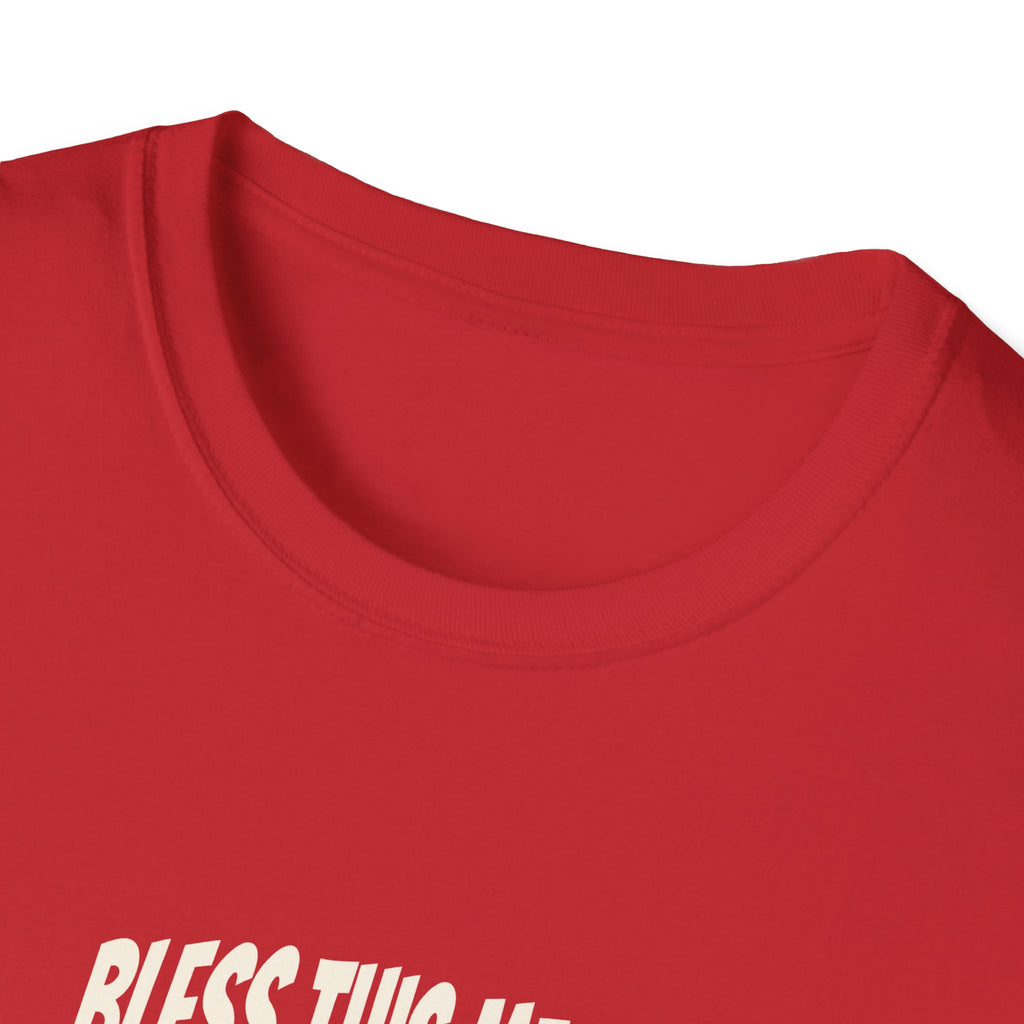 "Bless This Mess We Call a Marriage" funny couples graphic on a Gildan Softstyle unisex tee - Couples Therapy Apparel (view 15)