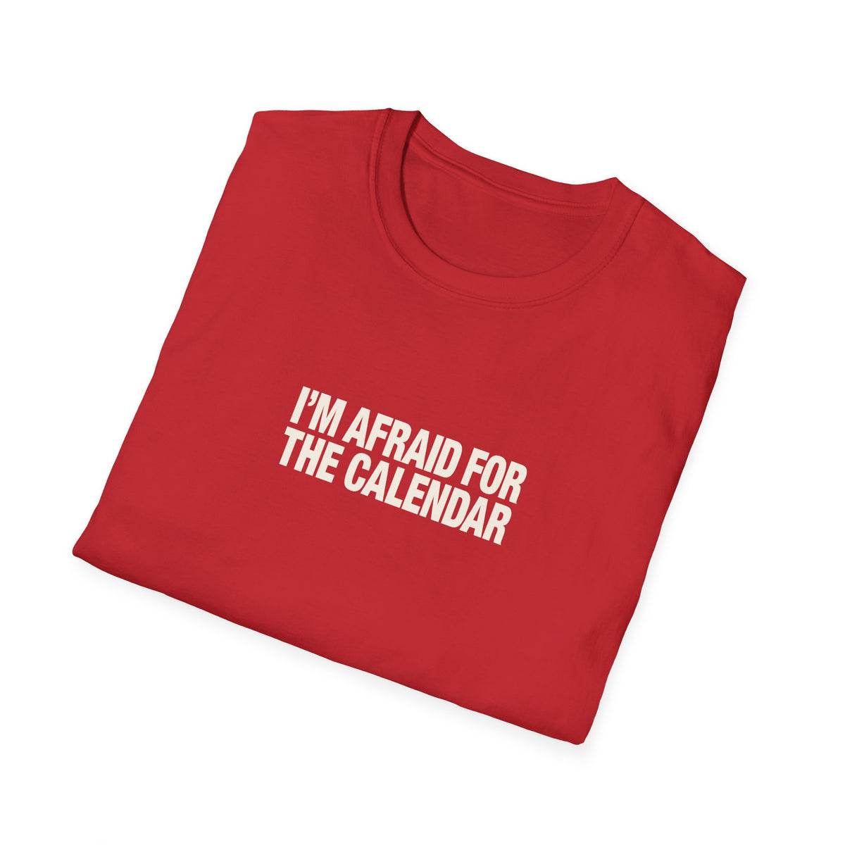 "I'm Afraid for the Calendar" funny couples graphic on a Gildan Softstyle unisex tee - Couples Therapy Apparel (view 16)