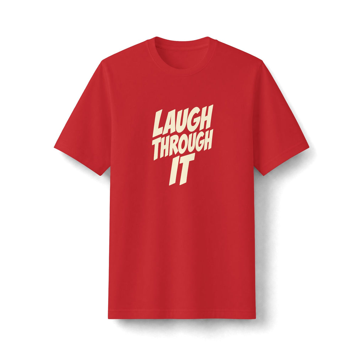 "Laugh Through It" funny couples graphic on a black Next Level heavyweight oversized tee - Couples Therapy Apparel (view 4)