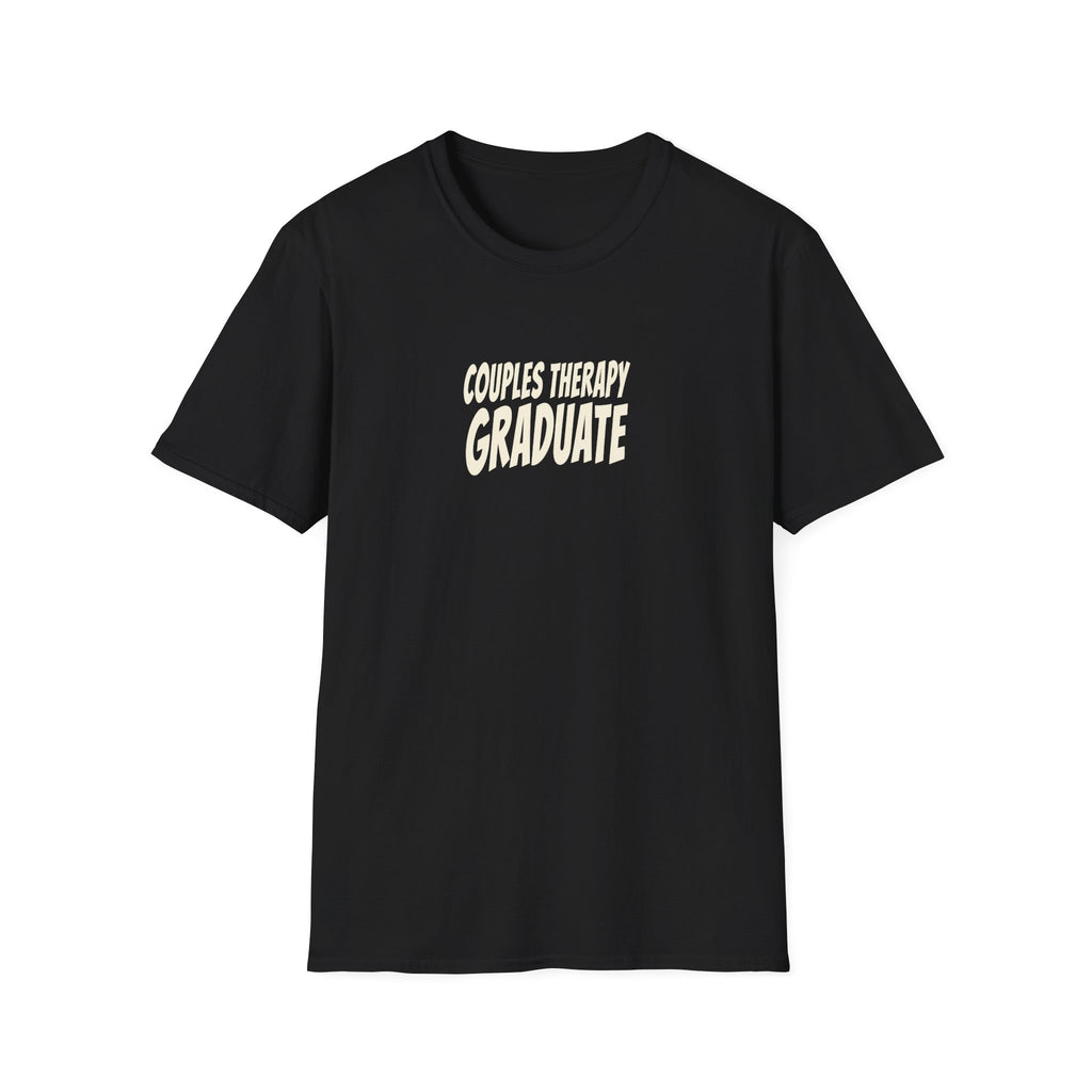 "Couples Therapy Graduate" funny couples graphic on a Gildan Softstyle unisex tee - Couples Therapy Apparel
