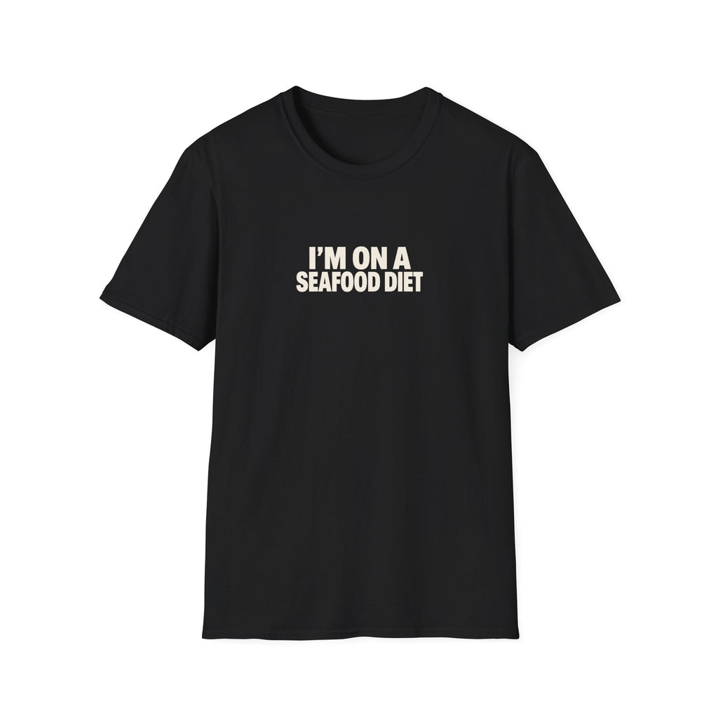"I'm on a Seafood Diet" funny couples graphic on a Gildan Softstyle unisex tee - Couples Therapy Apparel