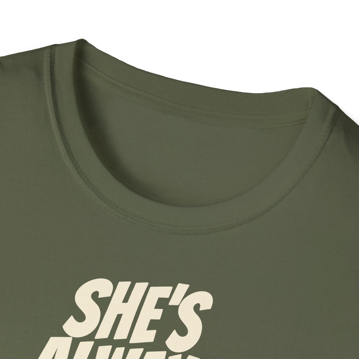 "She's Always Right (Allegedly)" funny couples graphic on a Gildan Softstyle unisex tee - Couples Therapy Apparel (view 9)