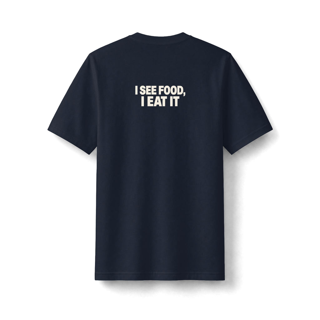 "I'm on a Seafood Diet" funny couples graphic on a black Next Level heavyweight oversized tee - Couples Therapy Apparel (view 7)
