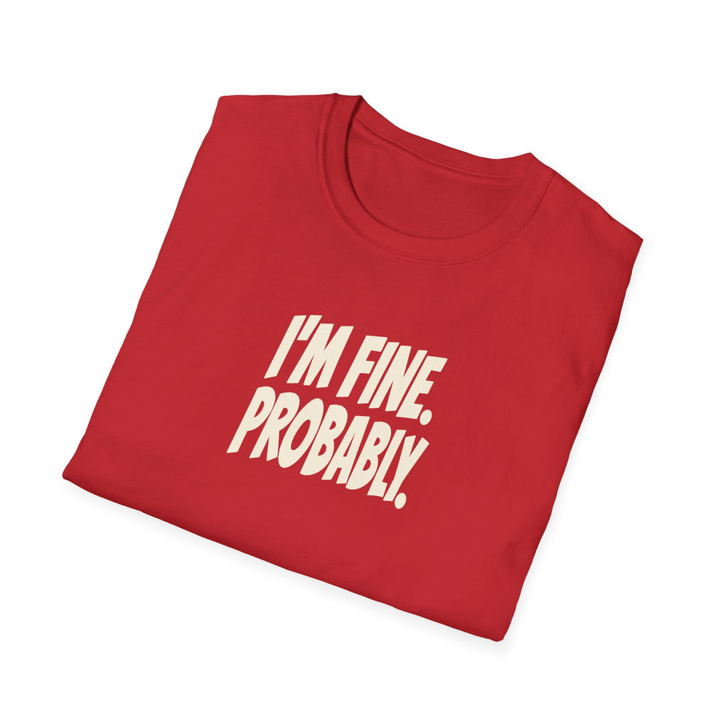 "I'm Fine. Probably." funny couples graphic on a Gildan Softstyle unisex tee - Couples Therapy Apparel (view 16)