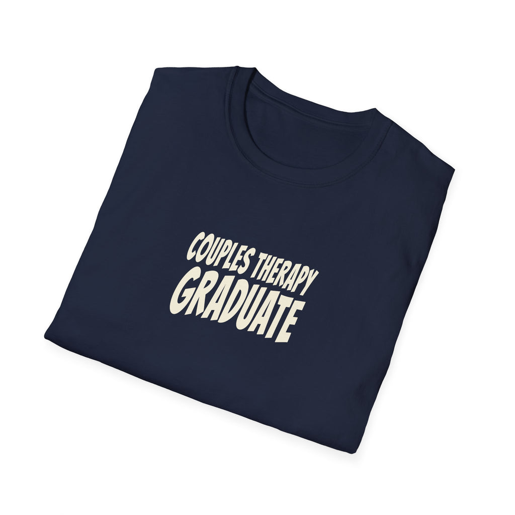 "Couples Therapy Graduate" funny couples graphic on a Gildan Softstyle unisex tee - Couples Therapy Apparel (view 13)