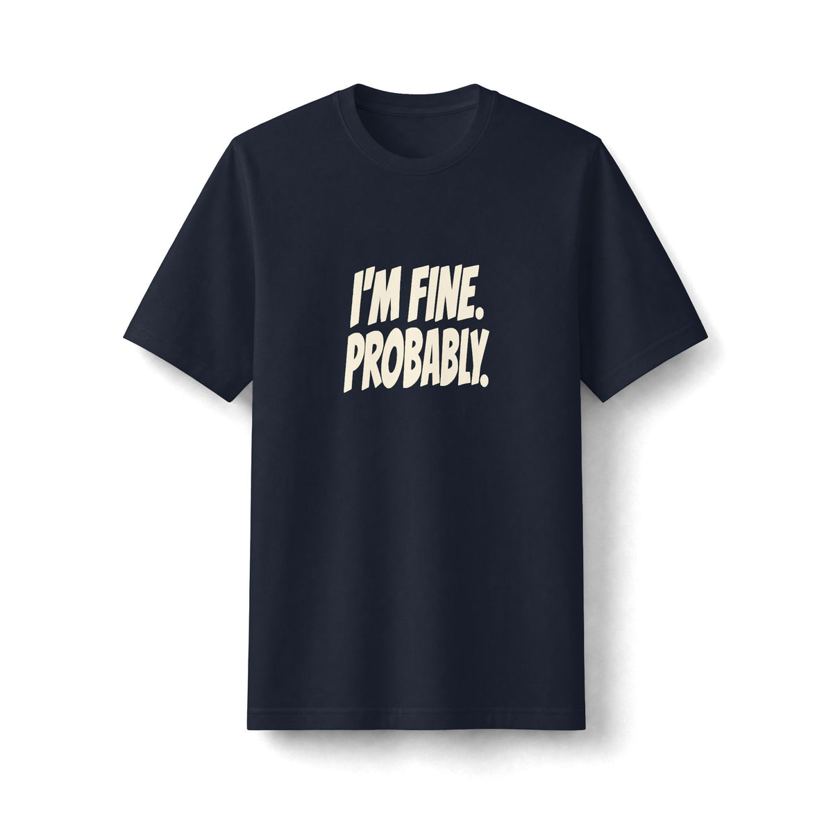 "I'm Fine. Probably." funny couples graphic on a black Next Level heavyweight oversized tee - Couples Therapy Apparel (view 3)