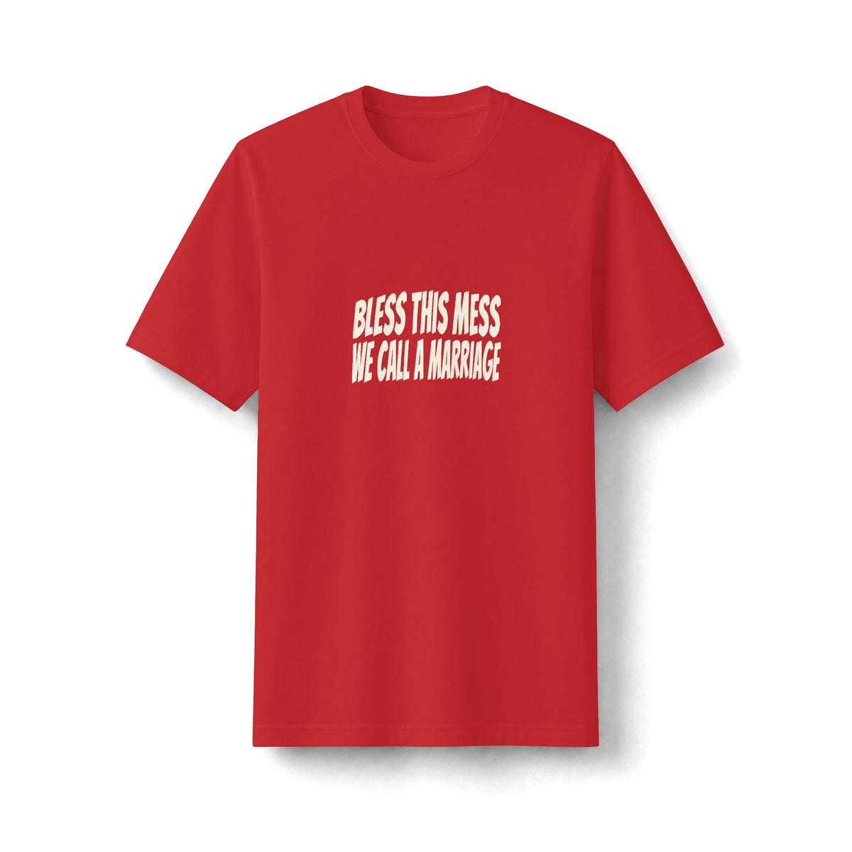 "Bless This Mess We Call a Marriage" funny couples graphic on a black Next Level heavyweight oversized tee - Couples Therapy Apparel (view 4)