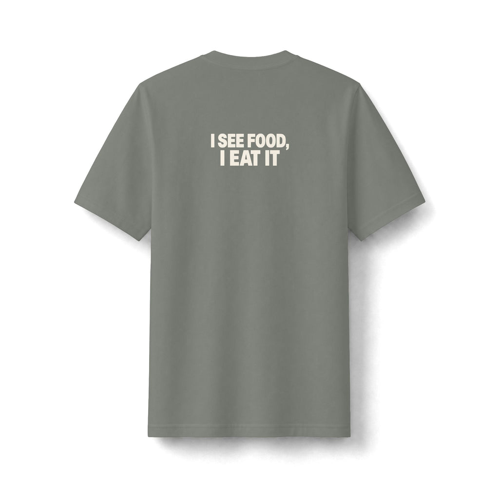 "I'm on a Seafood Diet" funny couples graphic on a black Next Level heavyweight oversized tee - Couples Therapy Apparel (view 6)