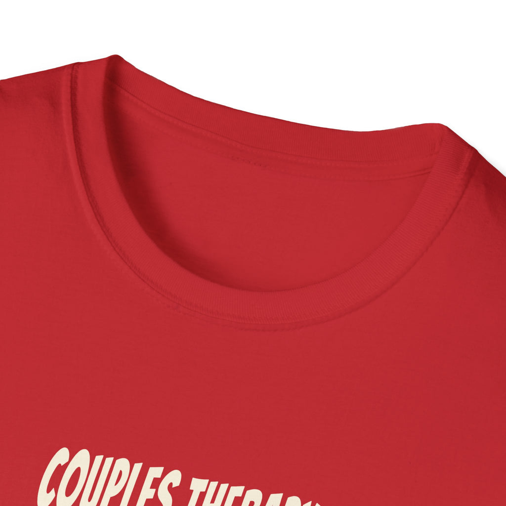 "Couples Therapy Graduate" funny couples graphic on a Gildan Softstyle unisex tee - Couples Therapy Apparel (view 15)
