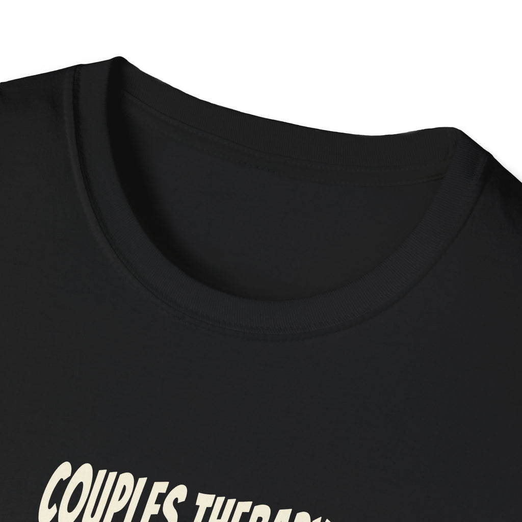 "Couples Therapy Graduate" funny couples graphic on a Gildan Softstyle unisex tee - Couples Therapy Apparel (view 6)