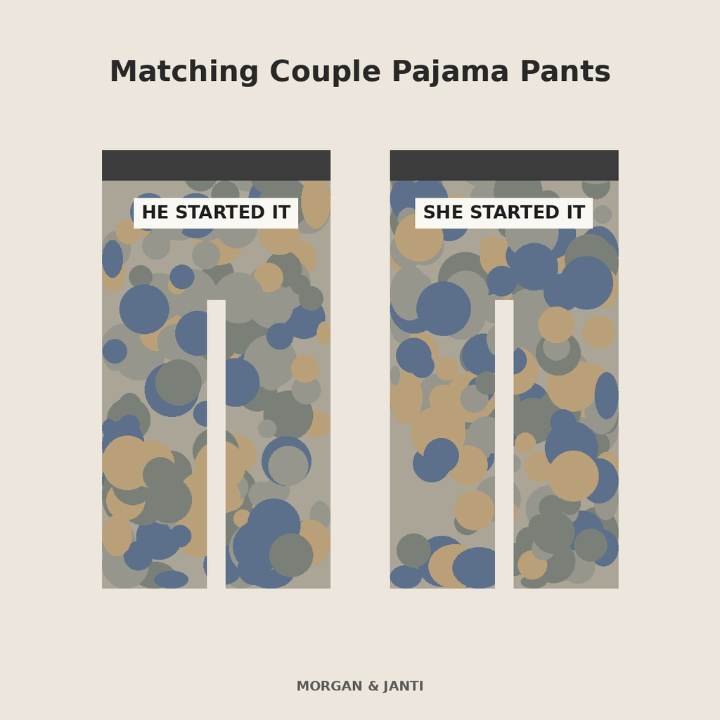 Matching Couple Pajama Pants – He Started It / She Started It (Pair)